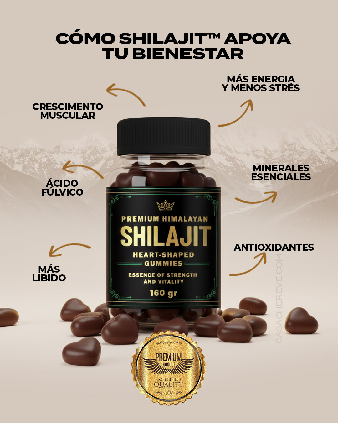 Gomas Shilajit™ 160g - Energía, Vitalidad, Claridad mental y Piel Radiante