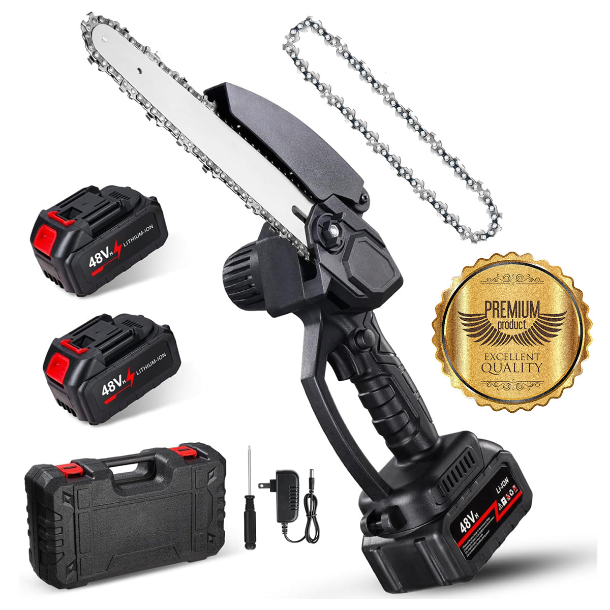 Motosierra Inalámbrica Profesional + 2 Baterías de litio 48V