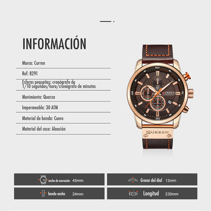 Reloj Curren® Cuarzo Cuero ORIGINAL