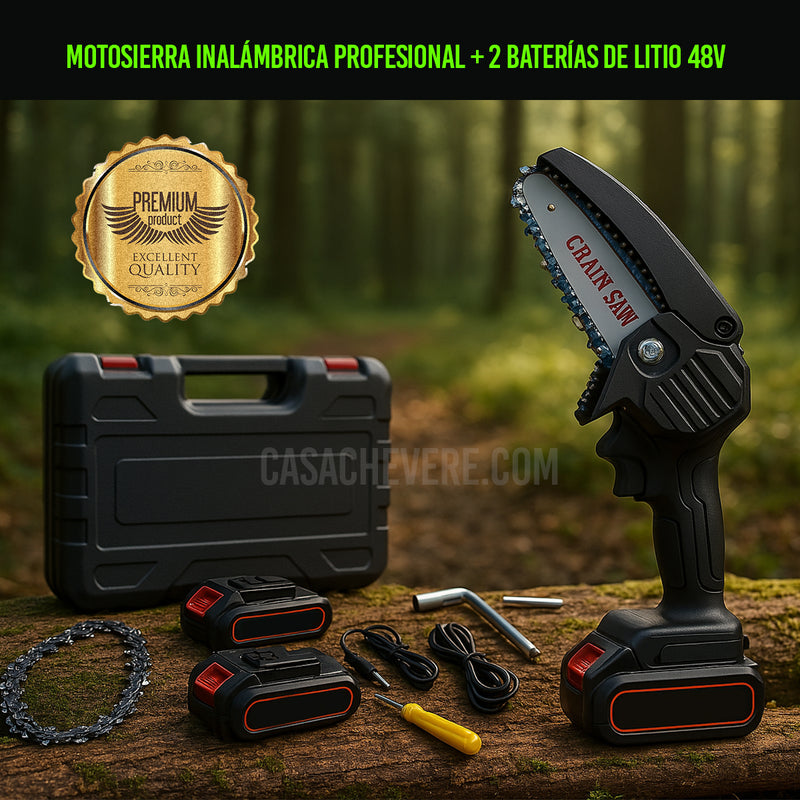 Motosierra Inalámbrica Profesional + 2 Baterías de litio 48V